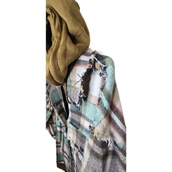 New without tags POL, Plaid Trucker Jacket, Sage Mocha Oversized Cotton SZ S - Picture 9 of 12